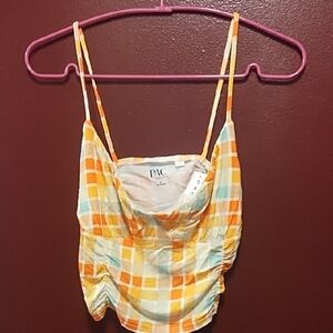 Pacsun cropped Orange Plaid Top